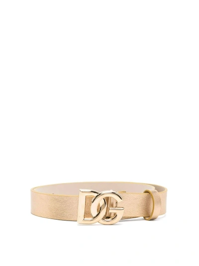 Dolce & Gabbana Jr Kids' Leather Belt In Gold