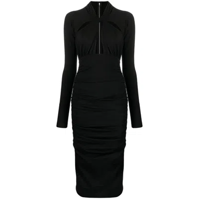 Dolce & Gabbana Longuette Dress With Cut-out In Black