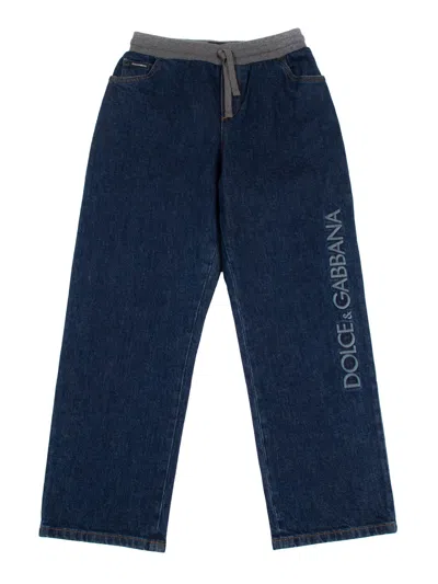 Dolce & Gabbana Junior Kids'  5 Pockets Trousers In Blue