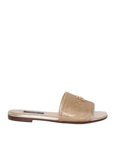Dolce & Gabbana Junior Kids'  Flat Slides In Gold