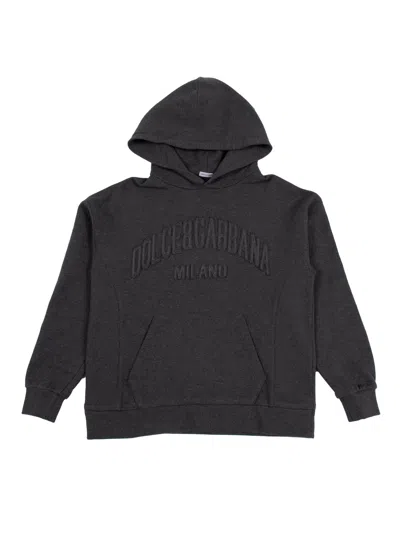 Dolce & Gabbana Junior Kids'  Hooded Sweatshirt In Gray