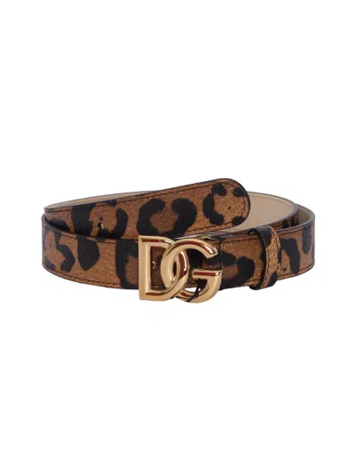 Dolce & Gabbana Junior Kids'  Logo Belt In Brown