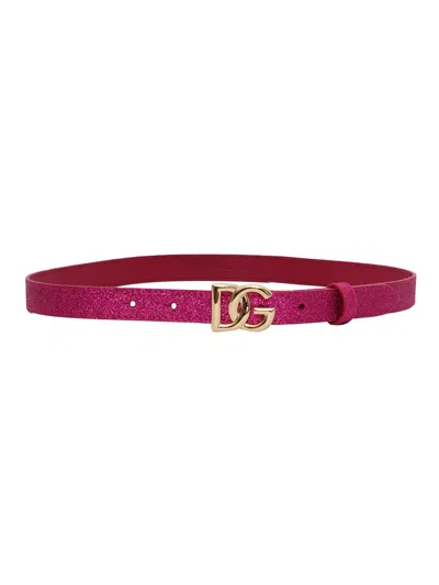 Dolce & Gabbana Junior Kids'  Logo Belt In Pink