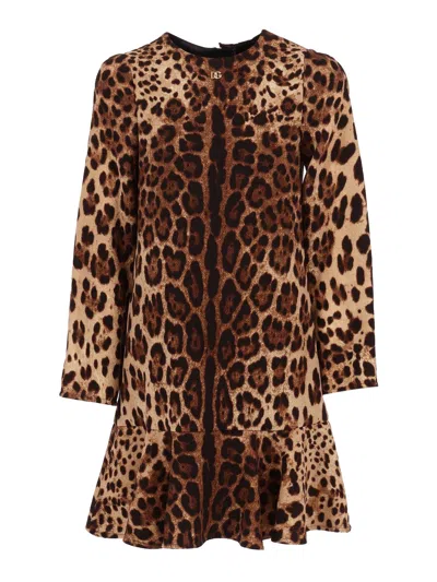 Dolce & Gabbana Junior Kids'  Long Sleeves Dress In Animal Print