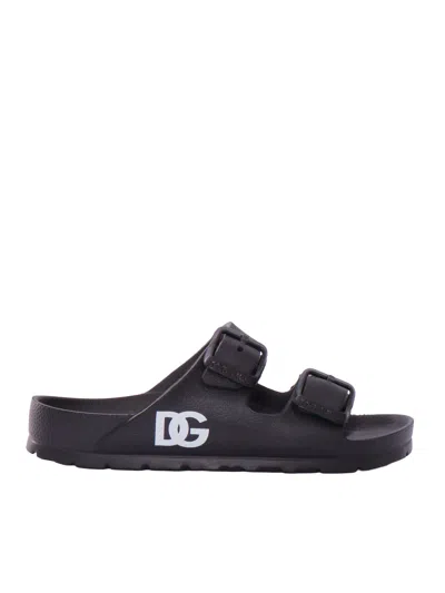 Dolce & Gabbana Junior Kids'  Slides In Black