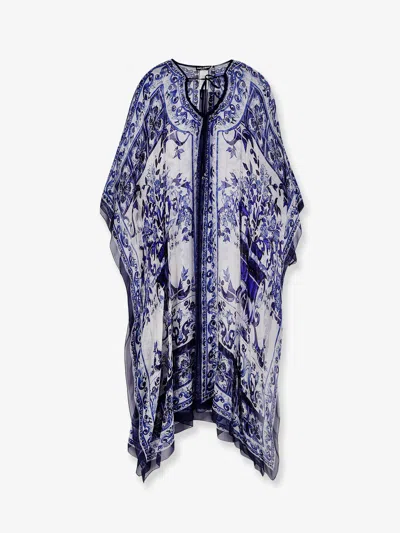 Dolce & Gabbana Kaftano Silk Dress In Blue