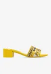 Dolce & Gabbana Karol Embroidered Block-heel Slide Sandals In Yellow