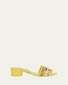 Dolce & Gabbana Karol Embroidered Block-heel Slide Sandals In Yellow Multicolor