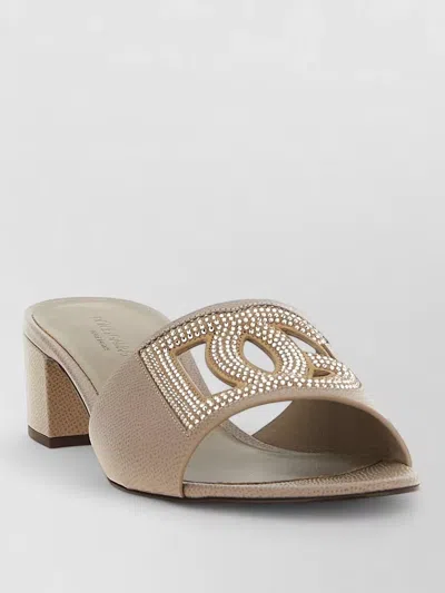 Dolce & Gabbana Karol Mules Open Toe Block Heel Strap In Neutral