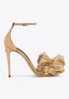 Dolce & Gabbana Kayla 105 Ruffled Leather Sandals In Black