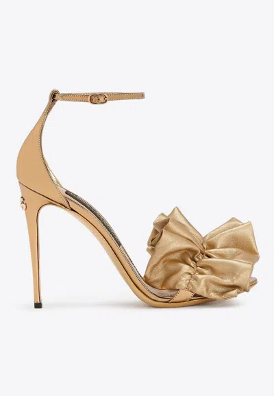 Dolce & Gabbana Kayla 105 Ruffled Leather Sandals In Black