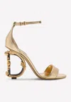 Dolce & Gabbana Keira 105 Dg Baroque Heel Sandals In Metallic Leather In Gold