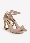 Dolce & Gabbana Keira 105 Dg Baroque Heel Sandals In Nappa Leather In Nude