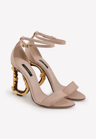 Dolce & Gabbana Keira 105 Dg Baroque Heel Sandals In Nappa Leather In Nude