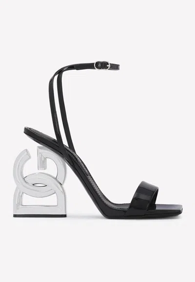 Dolce & Gabbana Keira 105 Dg Heel Sandals In Patent Leather In 80999