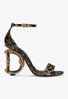Dolce & Gabbana Keira 105 Leopard Print Leather Dg Baroque Sandals In Brown