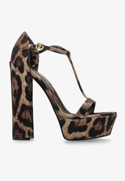 Dolce & Gabbana Keira 105 Leopard Print Platform Sandals In Animal Print