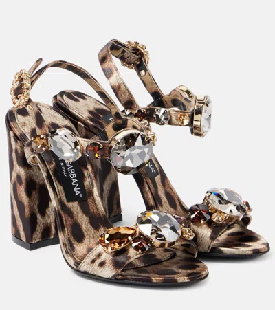 Dolce & Gabbana Keira 105 Leopard-print Satin Sandals In Multicoloured