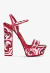 Dolce & Gabbana Printed Leather Ankle-strap Platform Sandals In Multicolor