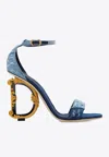 Dolce & Gabbana Patchwork Denim Sandals With Baroque Dg Heel In Denim