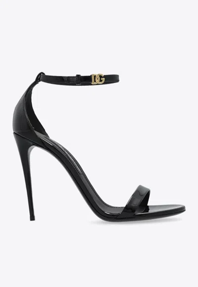 Dolce & Gabbana Keira 105 Patent Leather Sandals In Black