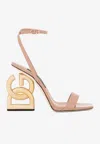Dolce & Gabbana Patent Leather Sandals With Dg Pop Heel In Nude
