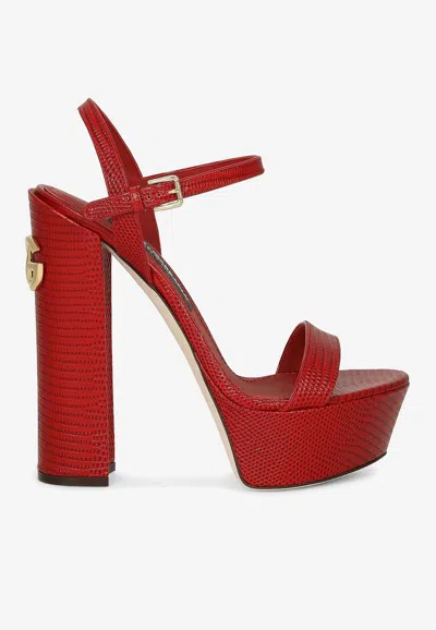 Dolce & Gabbana Keira 105 Platform Sandals In Iguana Print Leather In Red