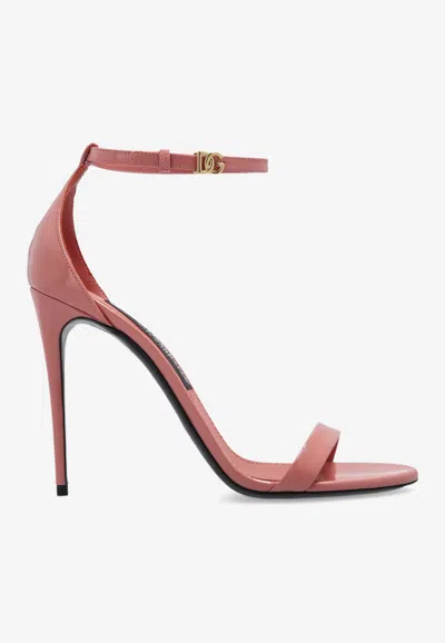 Dolce & Gabbana Keira 105 Polished Leather Sandals In Pink