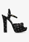 Dolce & Gabbana Keira Embellished Polka-dot Satin Sandals In Black