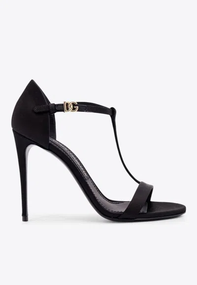 DOLCE & GABBANA KEIRA 105 T-BAR SATIN SANDALS