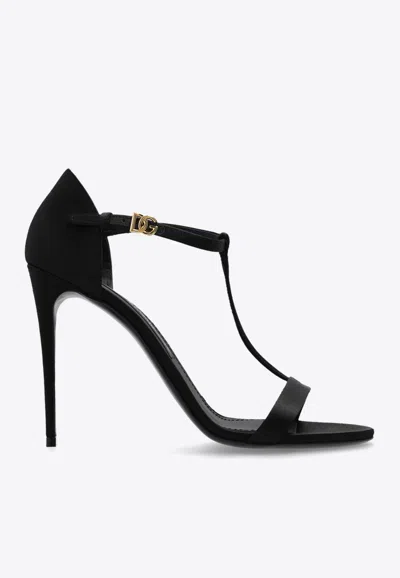 DOLCE & GABBANA KEIRA 105 T-BAR SATIN SANDALS