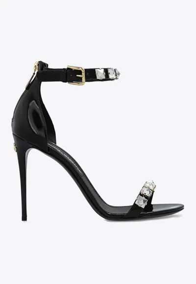 DOLCE & GABBANA KEIRA 120 CRYSTAL EMBELLISHED LEATHER SANDALS