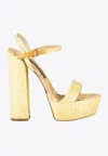 Dolce & Gabbana Keira 120 Raffia Platform Sandals In Beige