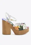 Dolce & Gabbana Keira 130 Floral Jacquard Platform Sandals In Multi