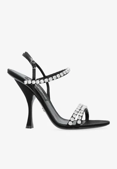 Dolce & Gabbana Keira 2.0 105 Crystal-embellished Satin Sandals In Black