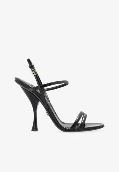 Dolce & Gabbana Keira 2.0 105 Strappy Sandals In Polished Leather In Black