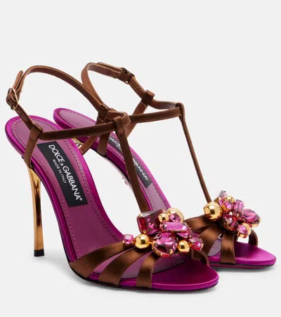 Dolce & Gabbana Keira 2.0 Embellished Satin Sandals In Purple