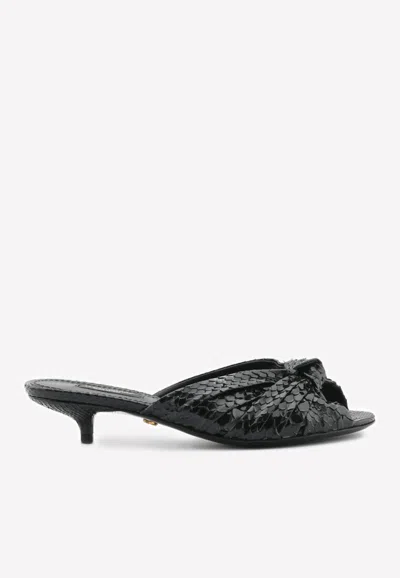 Dolce & Gabbana Keira 30 Python Leather Mules In Black