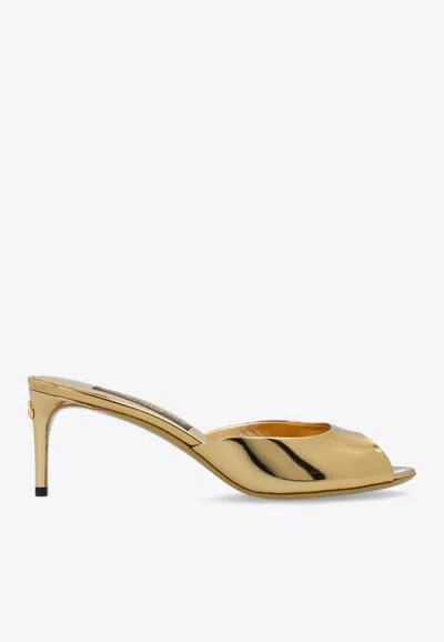 DOLCE & GABBANA KEIRA 60 METALLIC LEATHER MULES