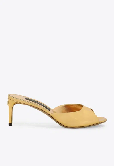Dolce & Gabbana Calfskin Mules In Clear Gold.