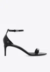 Dolce & Gabbana Leather Sandals Shiny Stiletto Heel In Black
