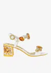 Dolce & Gabbana Stone Embellished Leather Block-heel Sandals In Multicolor