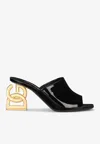 Dolce & Gabbana Keira 75 Dg Pop Heel Patent Leather Mules In Black