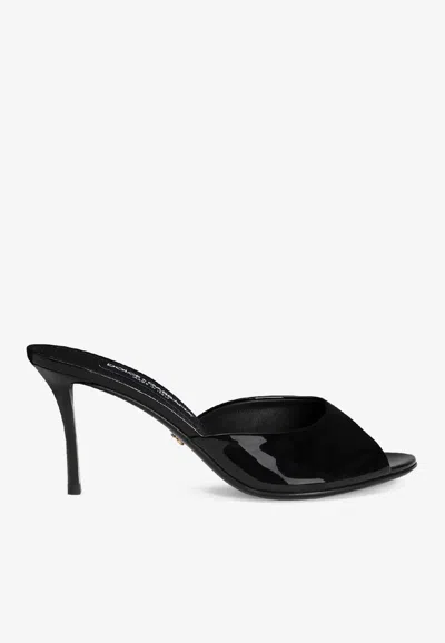 DOLCE & GABBANA KEIRA 75 PATENT LEATHER MULES