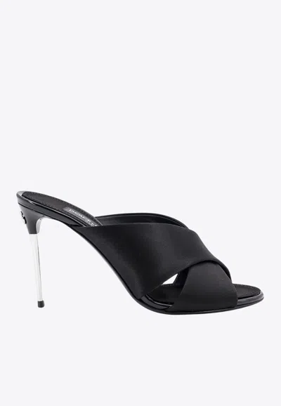 Dolce & Gabbana Keira 85 Satin Mules In Black