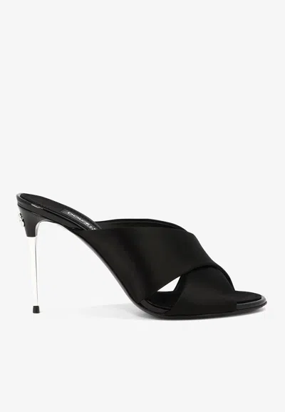 Dolce & Gabbana Satin Mules With Metal Heel. In Black