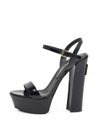 Pre-owned Dolce & Gabbana Keira Ankle-strap Platform Sandals In Black