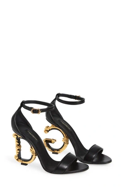 Dolce & Gabbana Keira Baroque Dg Heel Sandal In Nero