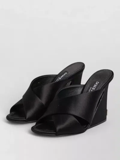 Dolce & Gabbana Keira Baroque High Heel Satin Mules In Black