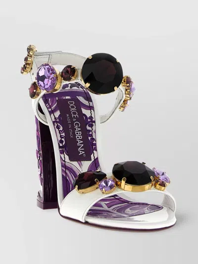 Dolce & Gabbana 'keira' Block Heel Sandals With Embellished Floral Detail